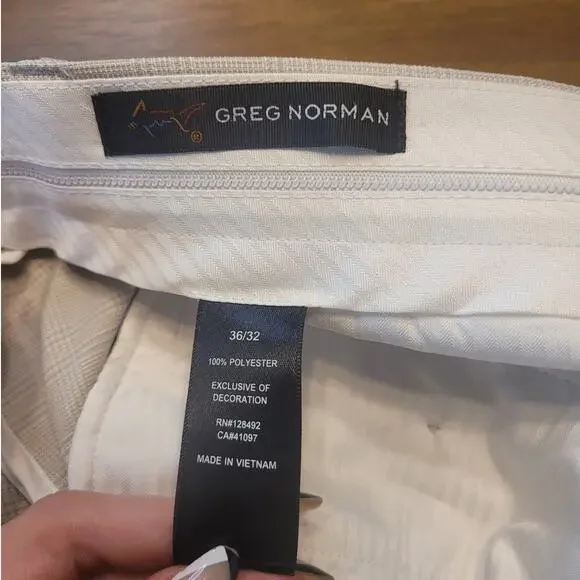 Greg Norman Men’s 36 Pants Check Golf Performance Travel Resort Athleisure